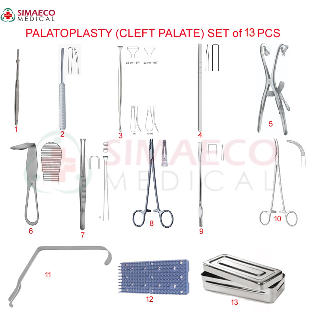 PALATOPLASTY (CLEFT PALATE) SET of 13 PCS